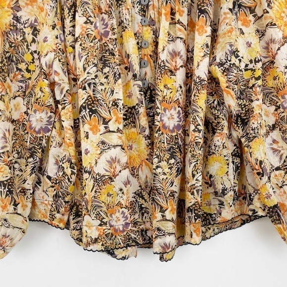 Free People We the Free Cool Meadow Boho Printed Button Down Top Size Small - Picture 9 of 16